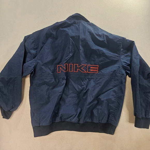 Vintage Nike Windbreaker XXL Navy Spell Out 1/4 Zip - Picture 1 of 8